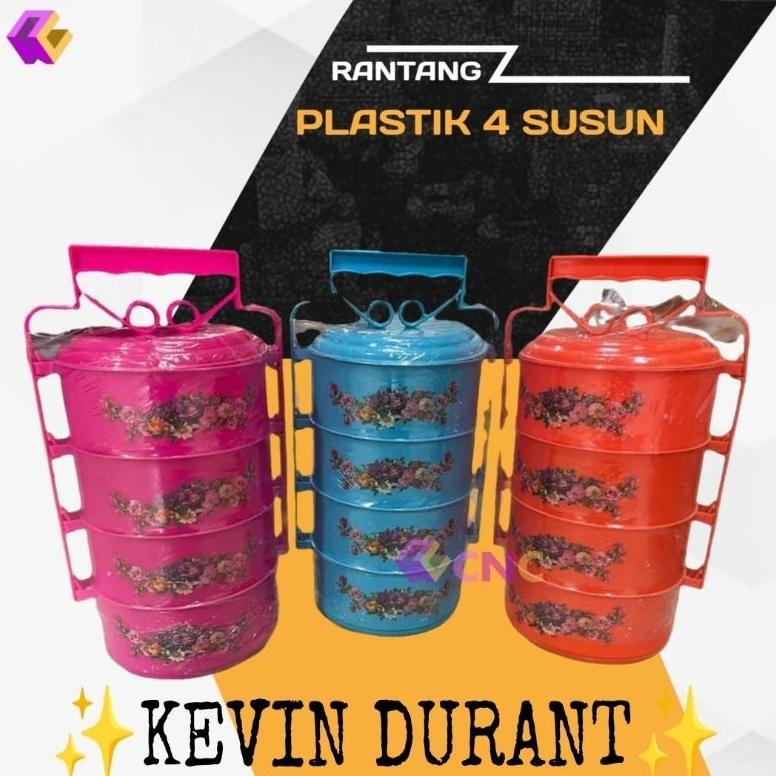 NEW DEALS ( KD1 ) Rantang 4 Susun Plastik / Rantang 4Susun Plastik Gambar Bunga / Rantang 4Susun Ten