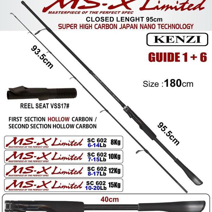 Promo Joran Kenzi MS X Limited 180 cm Hollow carbon 8 Kg 10 Kg 12 Kg 15 Kg Memancing Pancing Spinnin