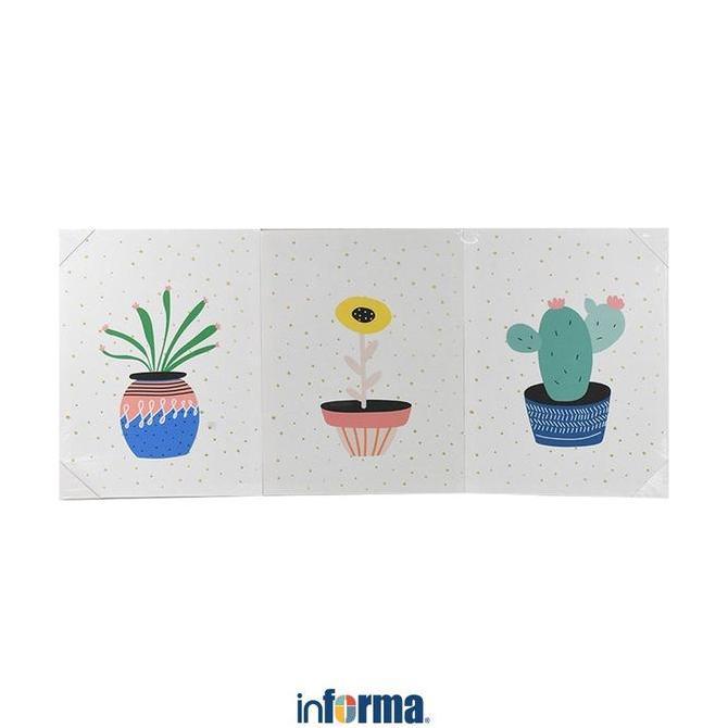 Promo Informa 30X40 cm Set 3 Pcs Hiasan Dinding Kanvas Tanaman Dekorasi Ruangan Pajangan Dinding Hia