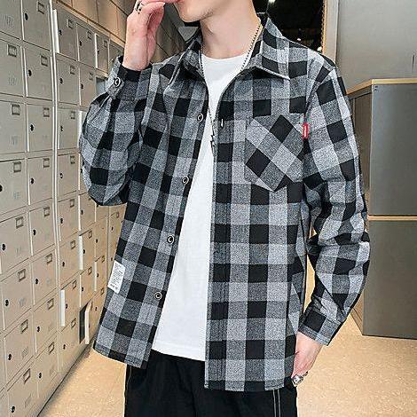 Kemeja Kotak Flanel Merah Pria Lengan Panjang Distro Premium Hem Cowok - Katun, Casual Semi Retro AS