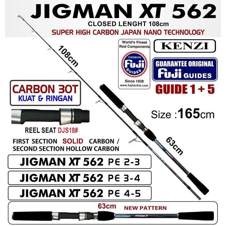 Promo ROD KENZI JIGMAN XT NEW PATTERN SOLID CARBON 30T Joran Pancing Laut Diskon