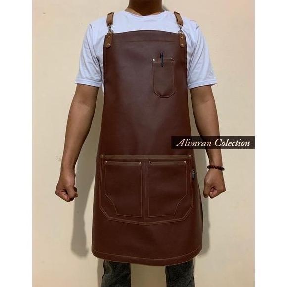 Bestgood- Apron Barista Kulit Celemek Masak Kulit Apron Kulit Celemek kulit