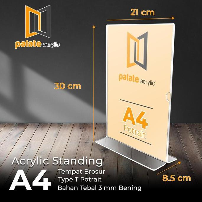 Ready acrylic tent holder / akrilik tent card A4 T tempat brosur Meja 3MM