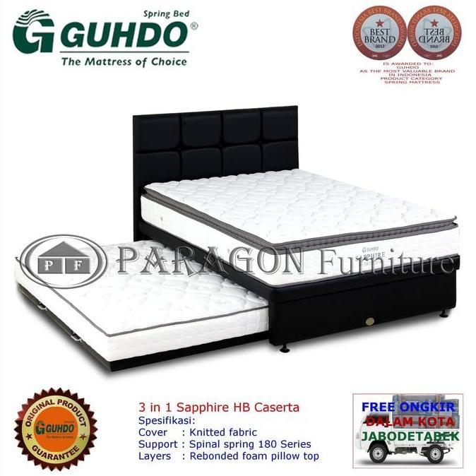 OK GUHDO SPRING BED 3IN1 SAPPHIRE PILLOW TOP 90 100 120 140 160 180X200 HB CASERTA FULL SET - SORONG
