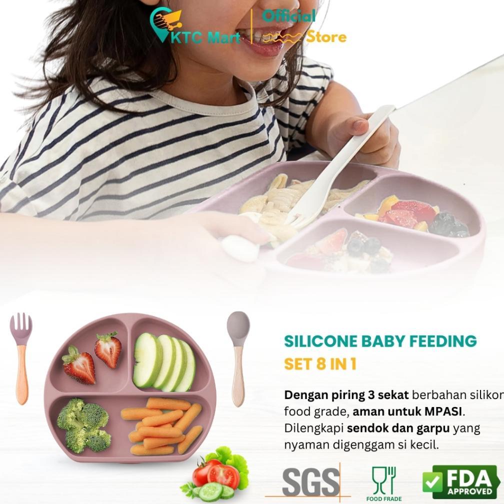 Jojoboo - 8 In 1 Peralatan Makan Bayi Set Silicon Suction Food Grade Baby Feeding Set
