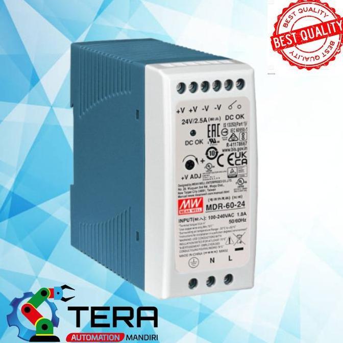 MVRA MDR-60-24 HMW 60Watt 24Vdc DIN RAIL POWER SUPPLY