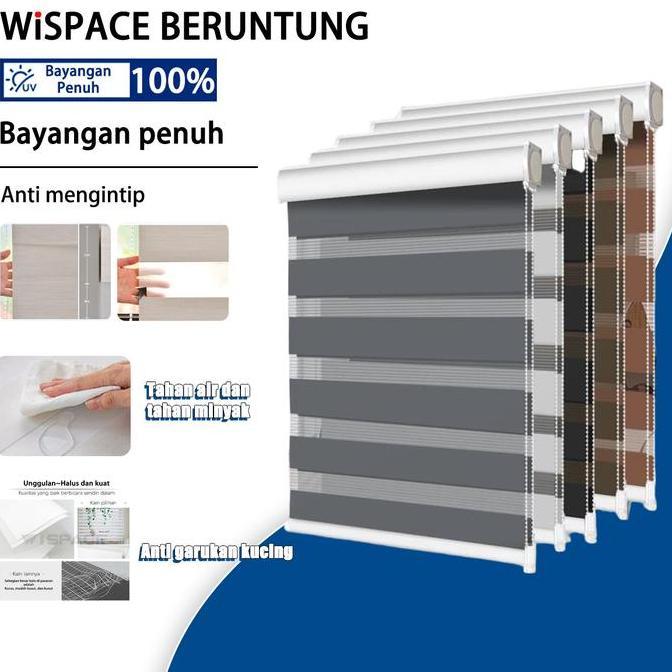 Baru Roller Blind Zebra Tirai Zebra Roller Blind Jendela Blackout Blind 2 Layer Blokir Cahaya 100% T