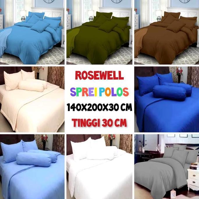 EVAHI Rosewell Sprei Polos T30 140x200x30 Tinggi 30 cm Bahan Microtex Disperse Halus Tidak Luntur Co