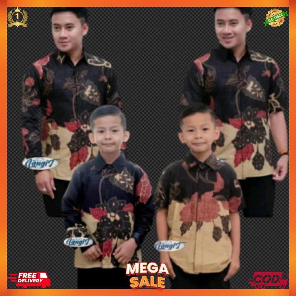 COUPLE BATIK AYAH DAN ANAK LAKI-LAKI //BATIK PRIA COUPLE MOTIF MAWAR HITAM [J2]