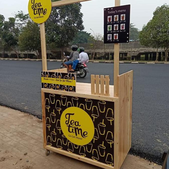 Terlaris Booth Kayu Murah / Booth Thai Tea / Gerobak Kayu /Gerobak /