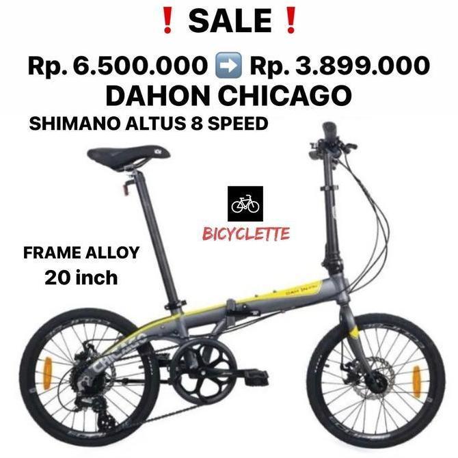 Terlaris Sepeda Lipat Dahon Ion Chicago 20 Inch Shimano Altus 8 Speed Disc New
