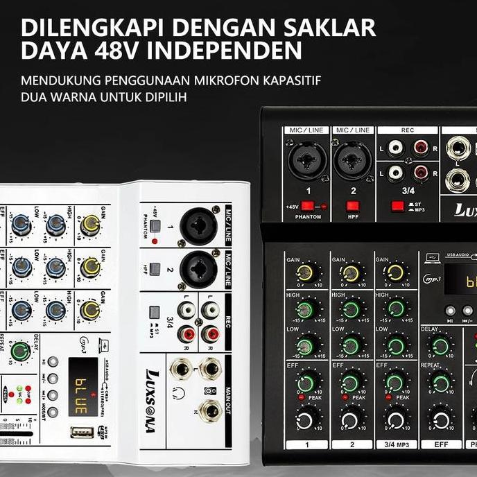 Raden_Stroom - Luxsona Mixer 4 Channel/Mixer Audio/99Dsp 4 Channel Mixer Mini /Amplifier Bluetooth M