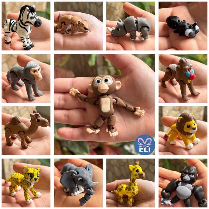 Multijoana - SET Miniatur Hewan Binatang Kecil Panda Merah, Lemur, Tokek, Kelomang, Gajah, Angsa, Mo