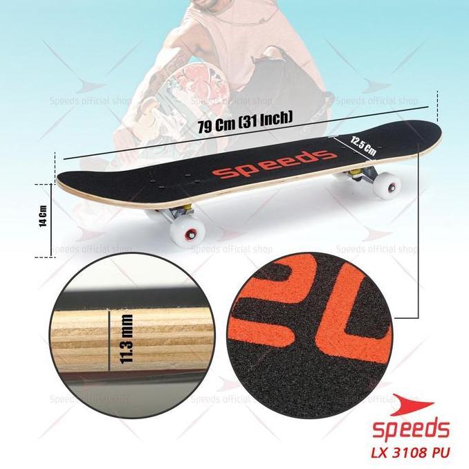 SPEEDS Skateboard Profesional Dewasa Adult Skateboard XL Papan Skate Freestyle Outdoor 028-3108 TEG