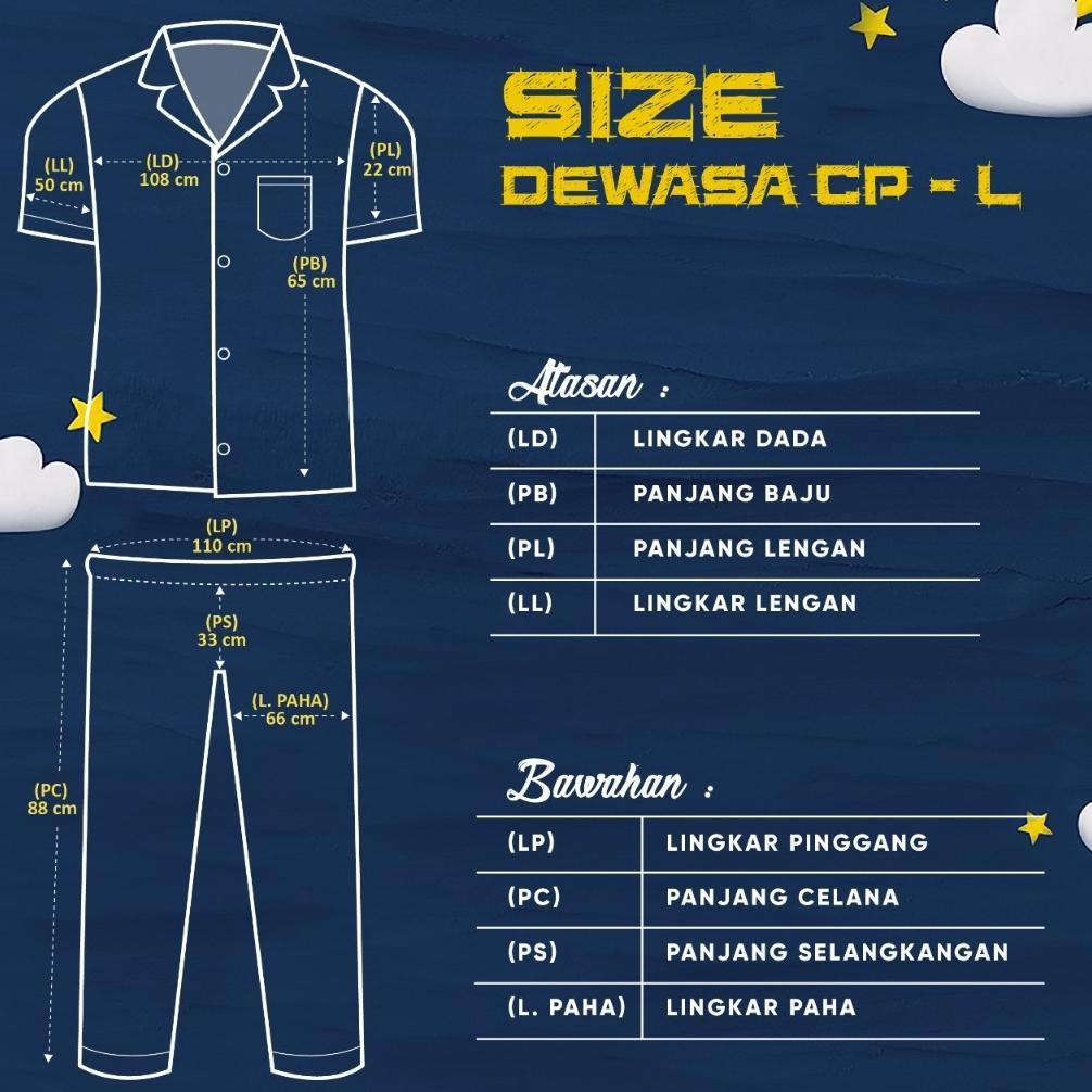 Terbaru Nyenyak Piyama Dewasa Pria Cp ( Size L ) Bahan Katun / Setelan Baju Tidur Polos Cowok