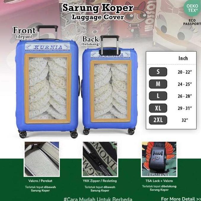 INDOCEMENT KARUNG SEMEN TA RODA PCC - SARUNG KOPER LUGGAGE COVER DENGAN PEREKAT VALCRO SLETING YKK &