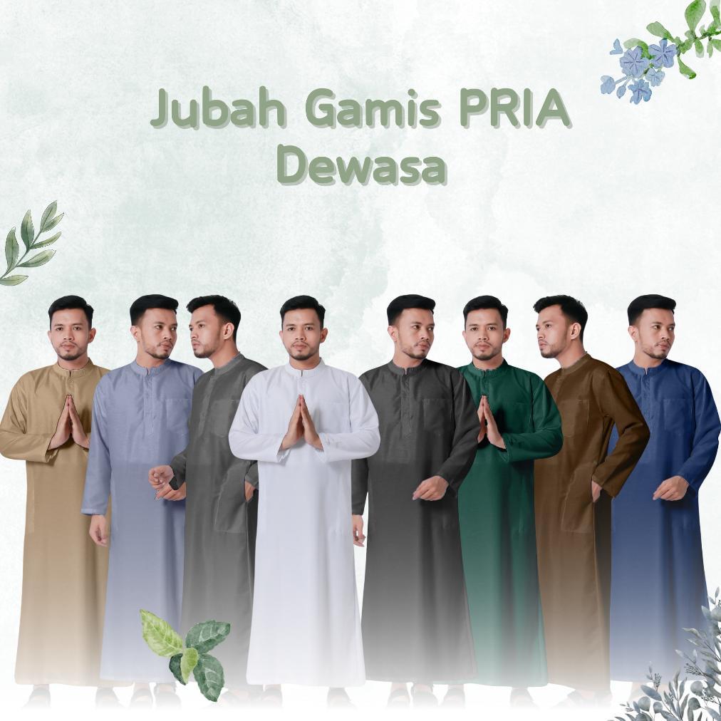 LIMITED Jubah Gamis Polos Pria Laki Laki Dewasa Lengan Panjang Bahan Toyobo Warna Putih Hitam Abu Co