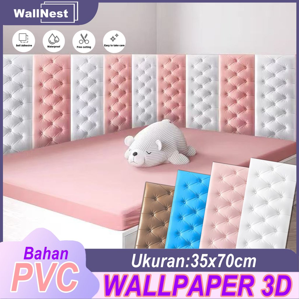 WallNest-Wallpaper Dinding 3D Headboard Foam 35X70CMWall Foam Tahan Air, Lem Super Lengket, Mudah Di