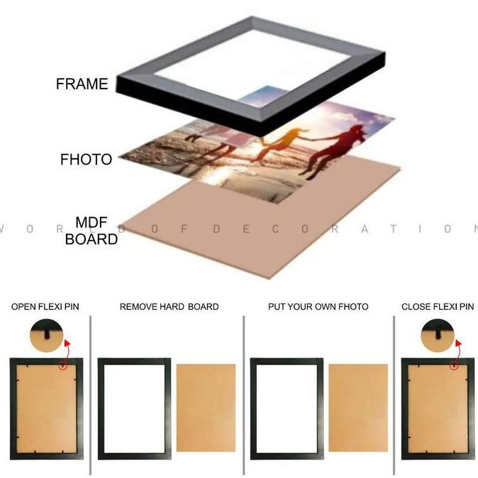 Pigura Frame Bingkai Foto 4R 6R 8R 10R Minimalist Tanpa Kaca