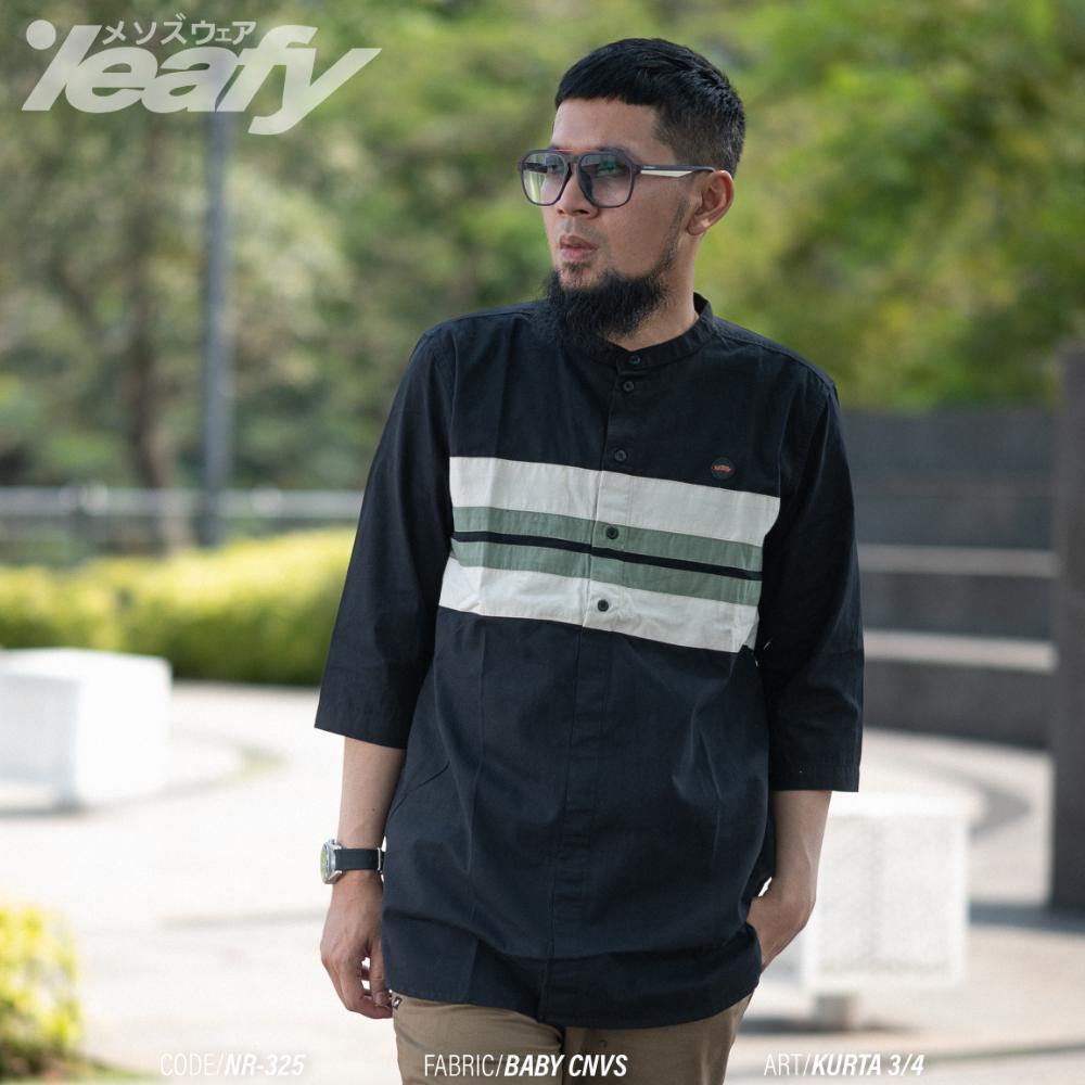 NEW ARRIVAL Kurta Leafy NR-325 | Baju Kurta Lengan 3/4 Bahan Baby Kanvas / Pakaian Muslim / Atasan M