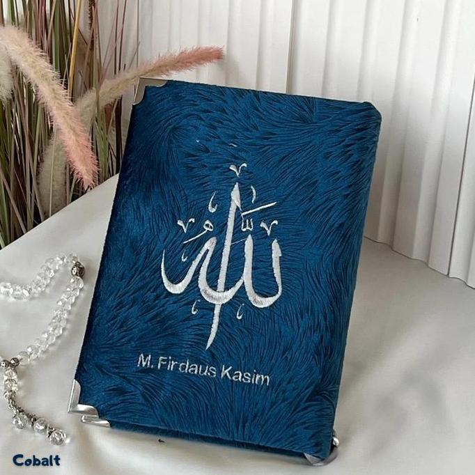(Costum nama) A5 AL-QUR'AN Land Jay Silver (Bordir). Free Tasbih Mutiara Premium Quran Alquran LS