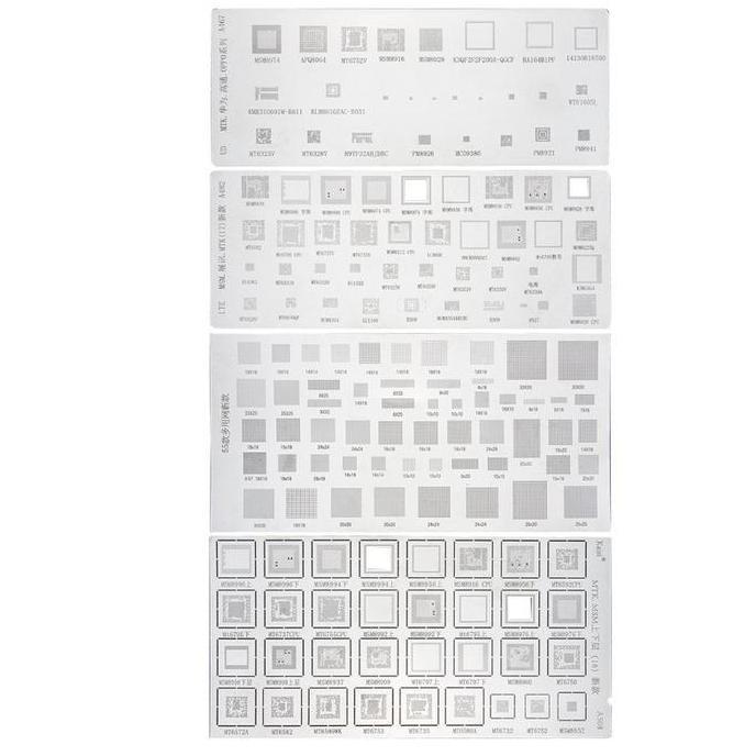MVRN 4 Buah/set Cetakan Universal IC Plat Amaoe BGA Stencil Plat BGA Universal Amaoe A467 / A482 / A