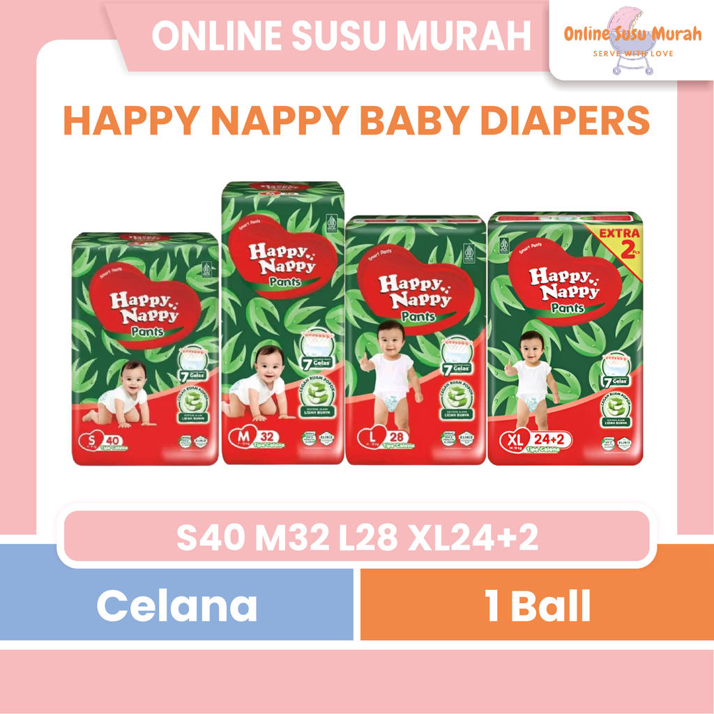 HAPPY NAPPY SMART PANTS S40 M32 L28 XL24+2 POPOK EKONOMIS S 40 M 32 L 28 XL 24+2 PPKS