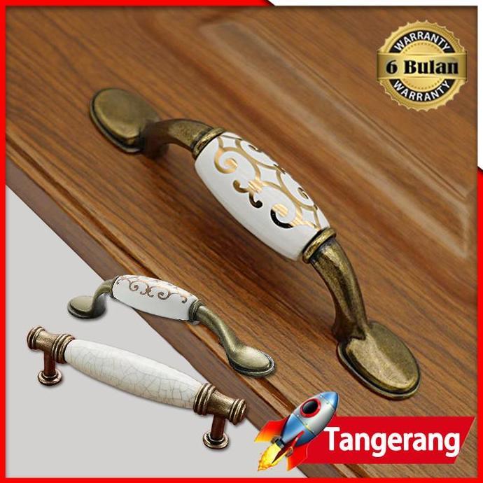 FARMUKE Handle Pintu Lemari Dan Handle Laci Ceramic Crack Vintage