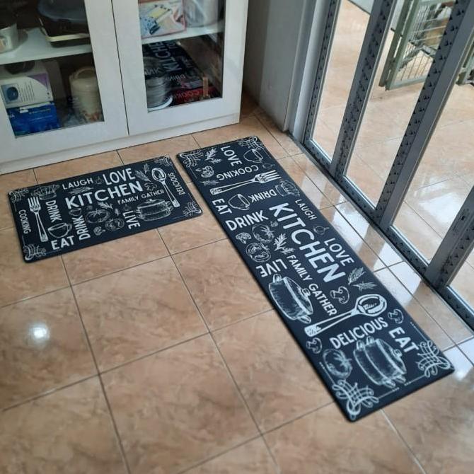 Karpet Dapur Panjang 1 Set Keset Dapur Anti Slip - Kitchen Black