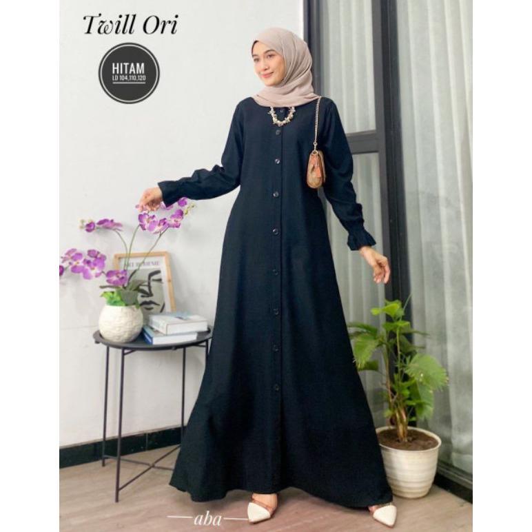 TERMURAH gamis polos twill ori | gamis busui | gamis kancing | gamis polos premium | fashion muslim 