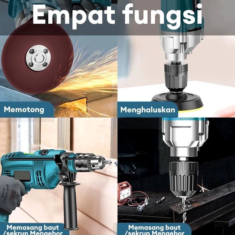 FREE ONGKIR 2 IN 1 BOR DAN GERINDA / MESIN BOR LISTRIK / MESIN GERINDA LISTRIK / BOR 10MM / MESIN GE
