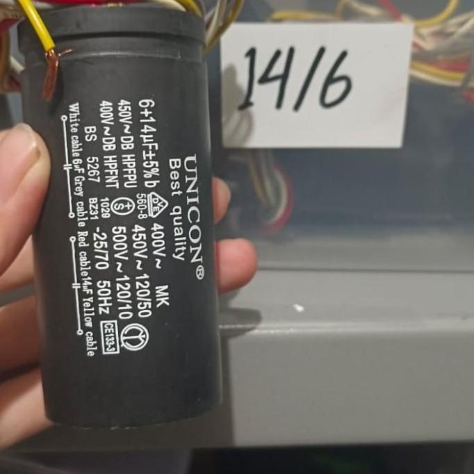 Ready kapasitor mesin cuci sharp 2 tabung 14 6uf kabel 4