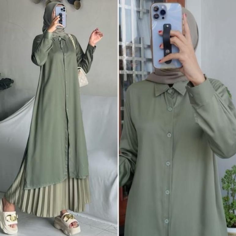 TERBARU ATASAN TUNIK POLOS WANITA FULL KANCING DEPAN SEMI GAMIS WANITA TUNIK SUXEXO TERBARU 2025