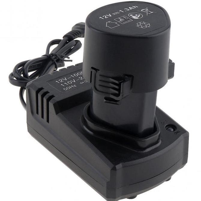 MANAZY Baterai  bor cordless 12 volt+Charger Power Adapter 12V DC 110-220V untuk Bor/charger bor cor