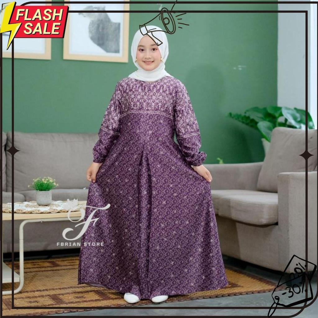 Cod Baju Gamis Anak Perempuan Motif Armani Silk Premium Elegan Terbaru Seragaman Couple Keluarga Sia