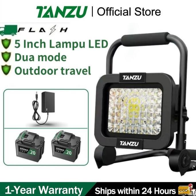 XARANA TANZU Lampu LED 5 Inci Flashlight Cordless 50W 48 LED 1500 Lumens Portabel IP65 untuk Camping