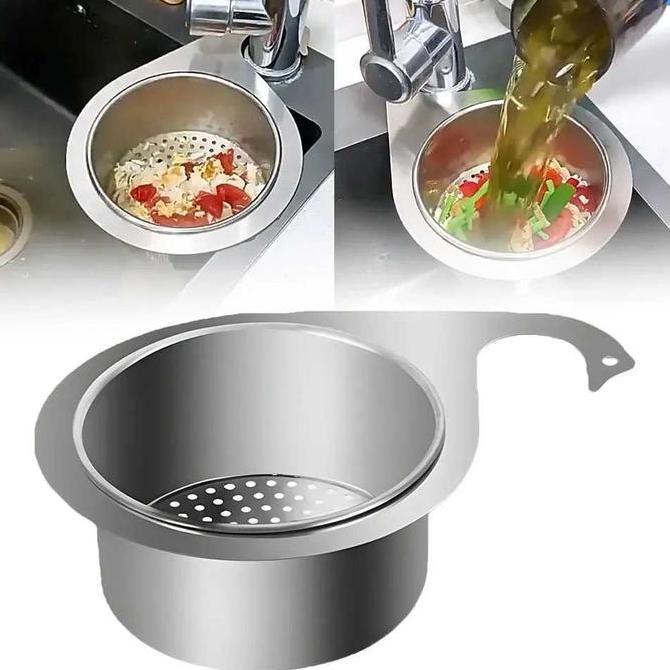 CARACAV Saringan Gantungan Wastafel Tempat Cuci Buah Bekas Makanan Kitchen Sink Drain Filter Basket