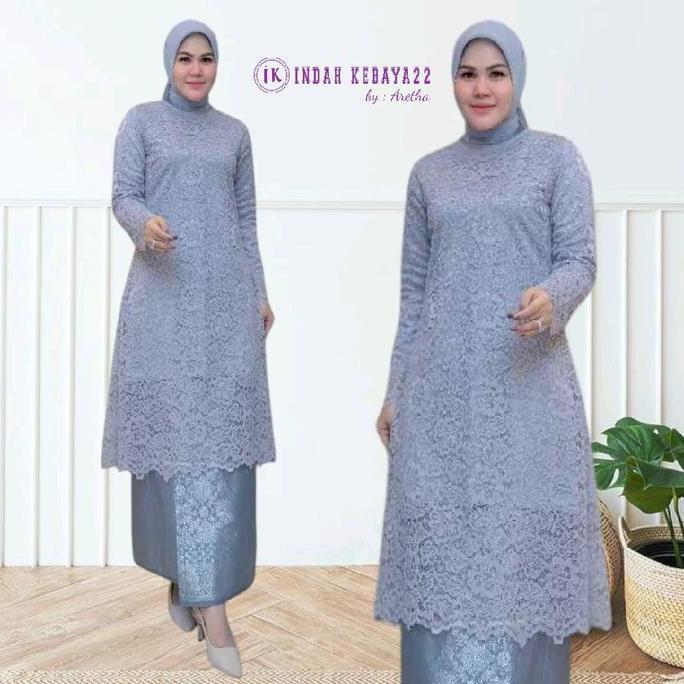 DF104 - Setelan Kebaya Tunik Kurung Brokat Modern Elegan Baju Dress Wanita Dewasa Kondangan Pesta La