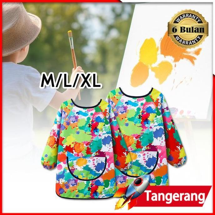 VEZALA Celemek Apron Anak Untuk Melukis Berkebun /Celemek Makan Anak-Anak / Apron Melukis Anak