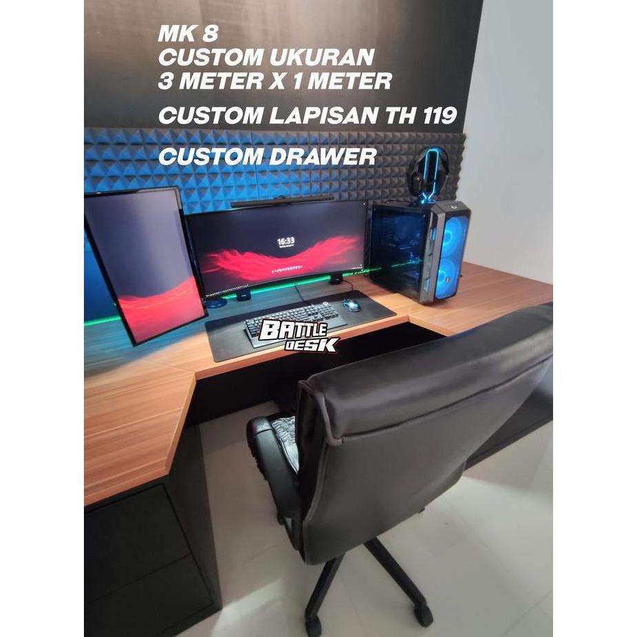 BATTLEDESK MK 8 PUTIH - Meja Komputer Gaming PC Desk RGB Murah 200x120