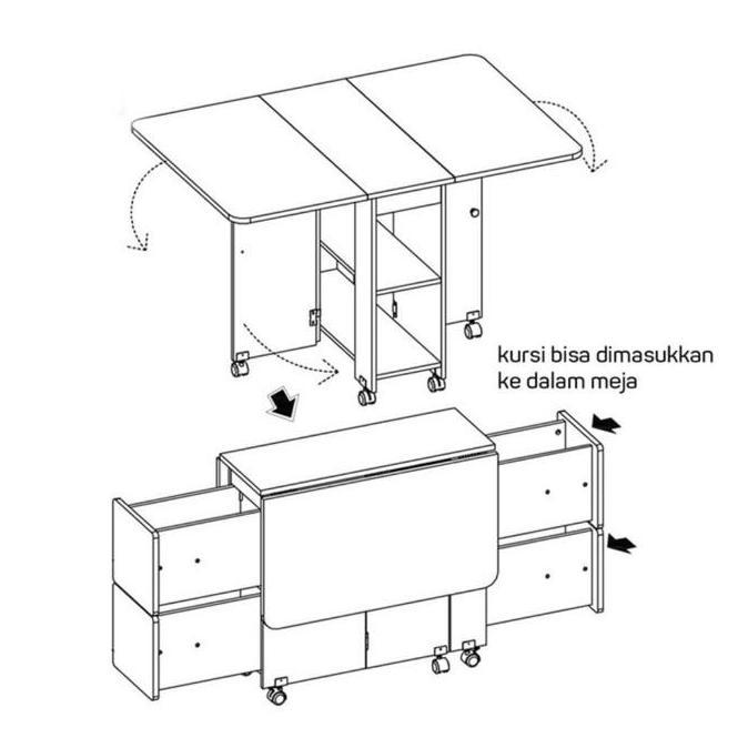 Meja makan minimalis kursi 4 mungil apartemen allison BANDUNG