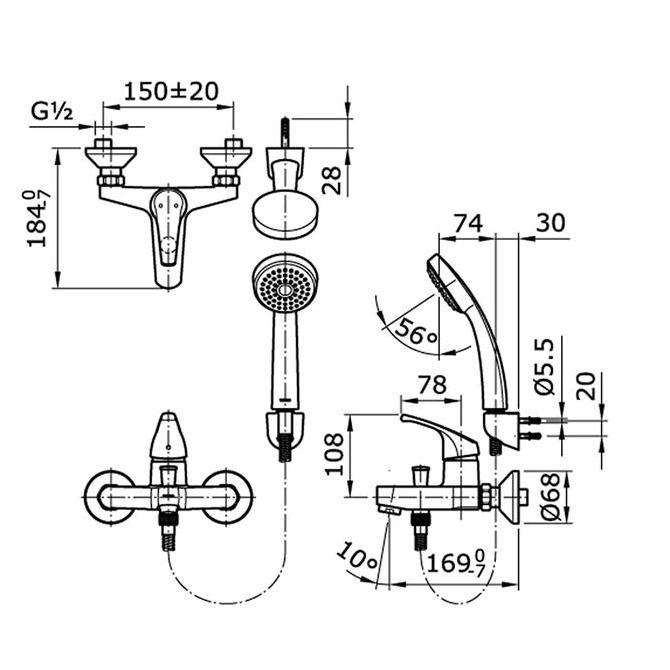 TOTO Kran Bath & Shower Mixer Tipe TX432SDN Penganti TX432SD