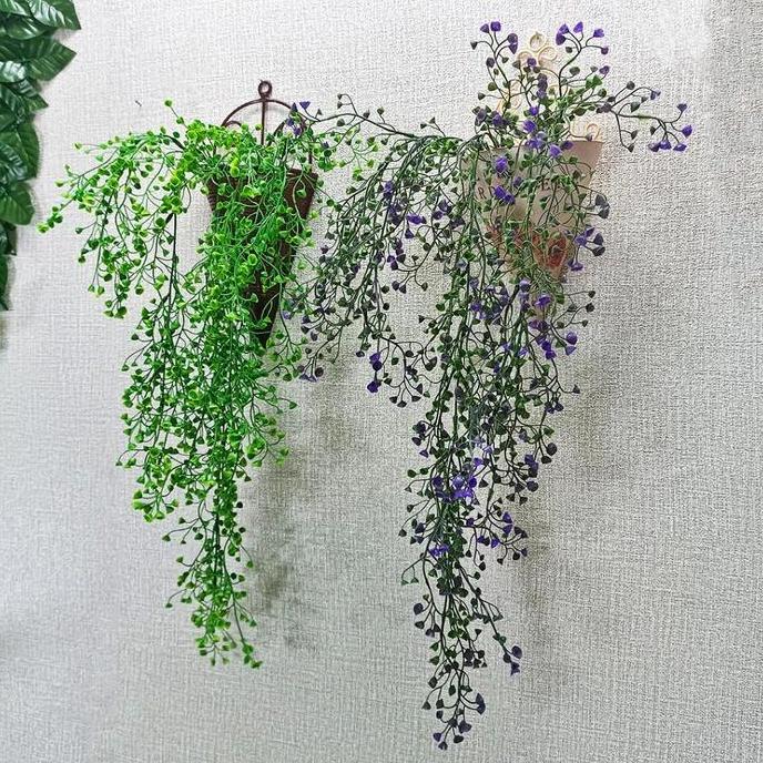 DAUN ANGGREK JUNTAI 5 TANAMAN GANYUNG HIAS DEKORASI PLASTIK DAUN LONCENG ARTIFICIAL DAUN RAMBAT JUNT