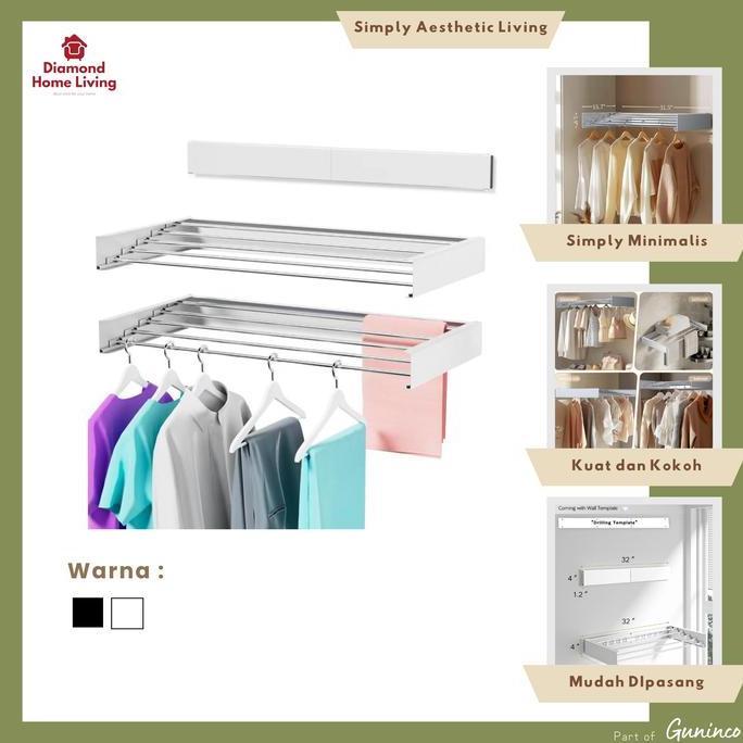 TERMURAH - DHL Jemuran Lipat Hitam Putih 80cm 100cm Jemuran Handuk Pakaian Sepatu Jemuran Tempel Din