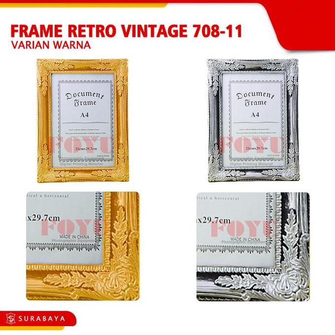 FARHANS_SELLER - PIGURA BINGKAI FRAME FOTO RETRO VINTAGE KLASIK A4 708-11 DINDING GOLD KACA PLASTIK