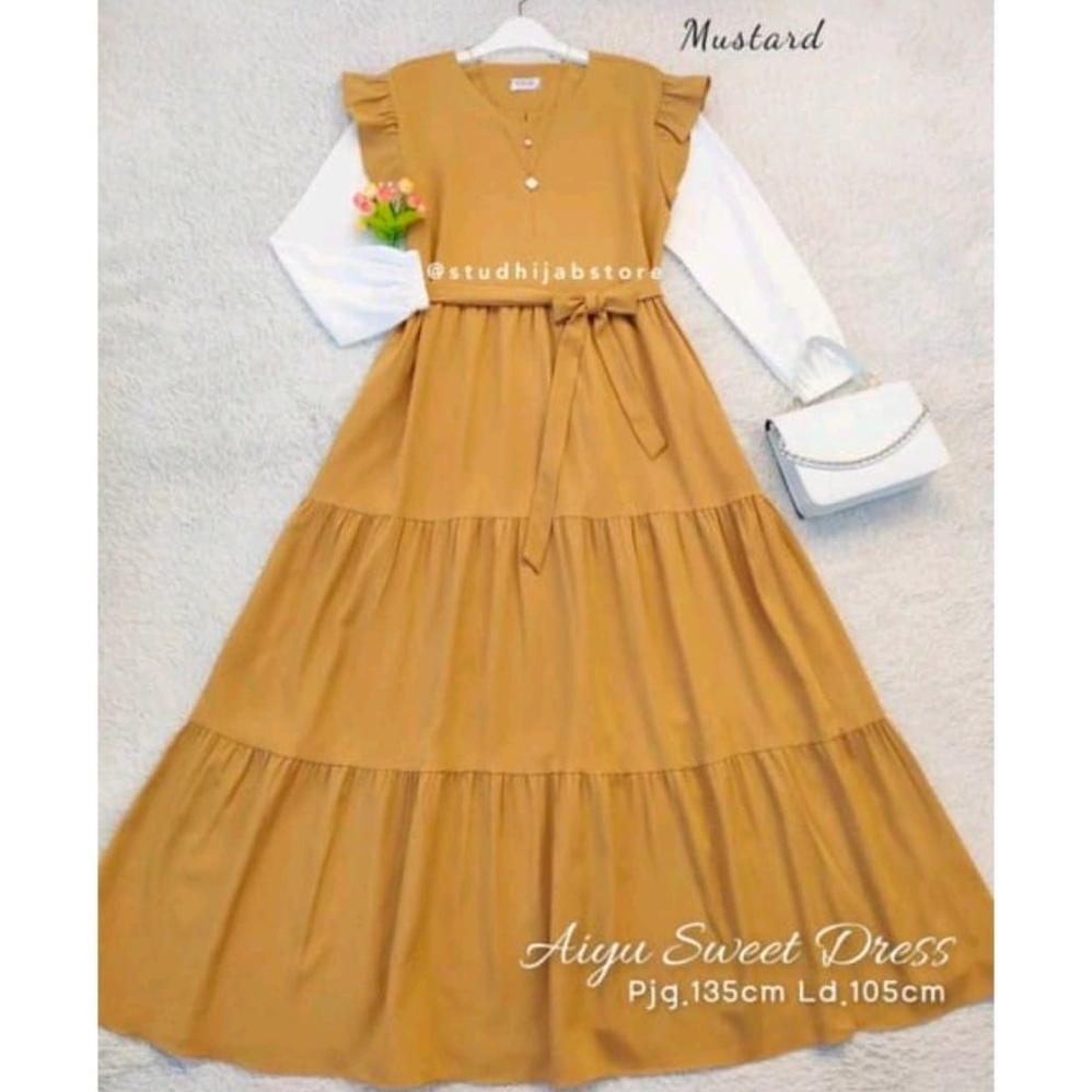 Rillo - Aiyu Sweet Dress/Pakaian Wanita/Dress/Gamis Remaja korean Style