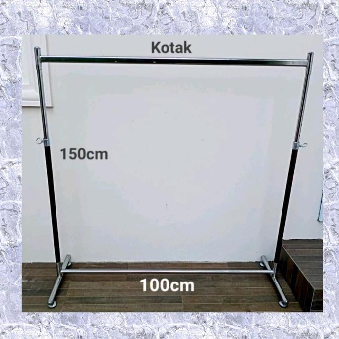 gawang gantungan baju palang pipa kotak 100 cm Aluminium Buah