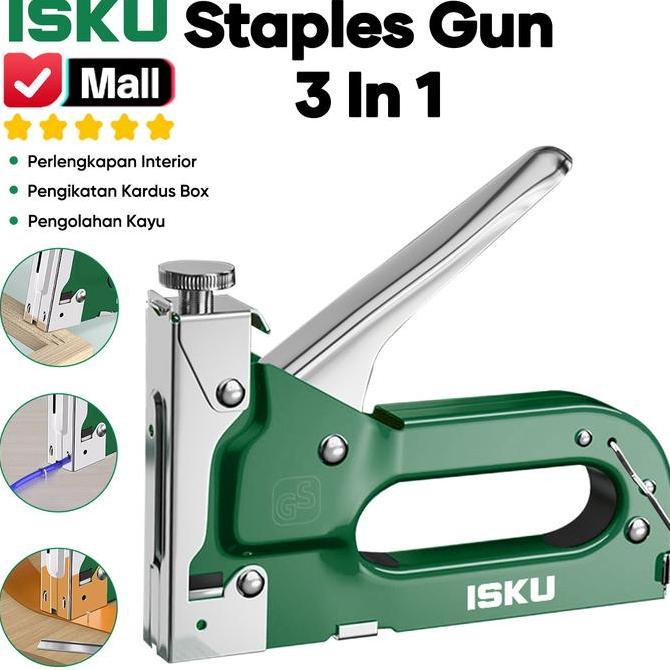 Agista_vord - ISKU Staples Tembak 3 in 1 Heavy Duty Hekter Tembak Jok Motor Kayu Spanduk Gun Tacker 