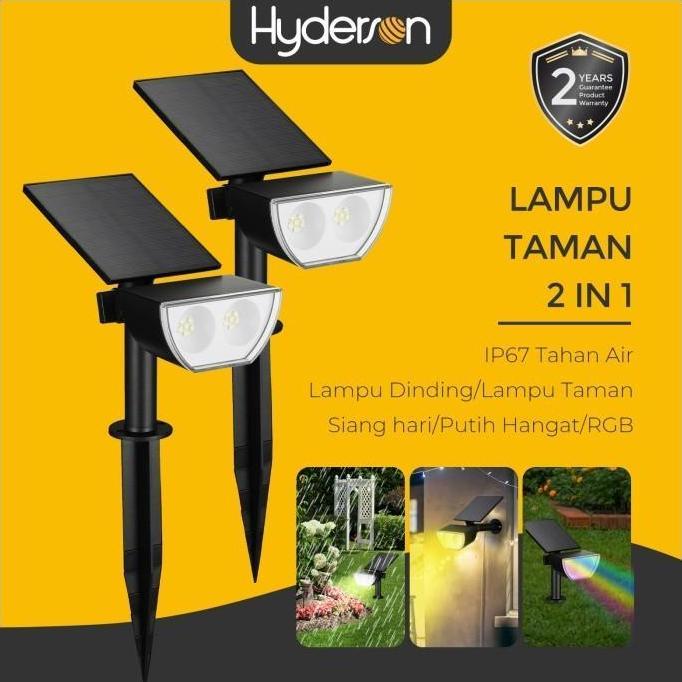Hyderson LED Solar Dusk to Dawn Lampu Dinding/Taman Surya Ip67 12 Led 6500K 2pcs