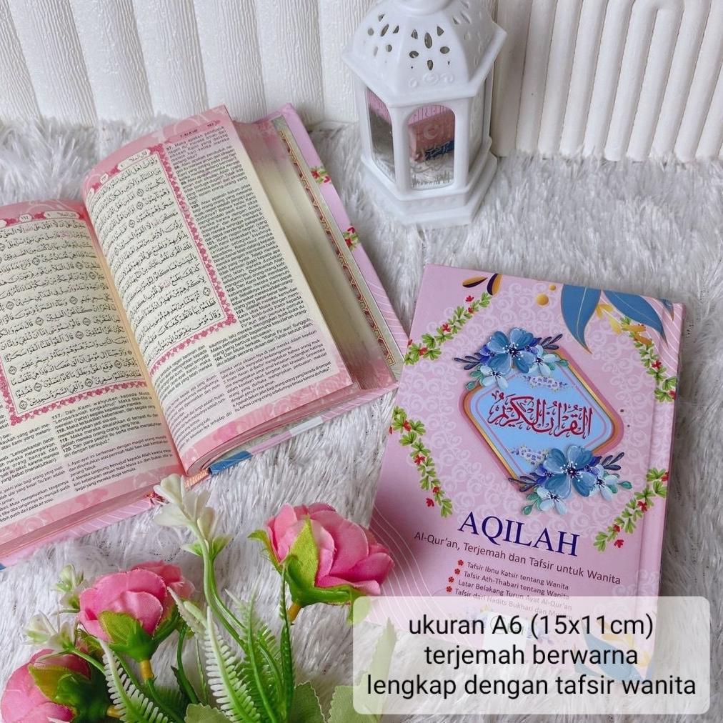 Tahan Lama  Hampers Eksklusif Muslimah Alquran Terjemah + Sajadah Satin Premium + Tasbih Mutiara + F